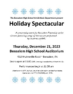 Flyer advertising Holiday Spectacular on Dec 21